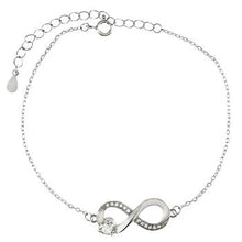 Load image into Gallery viewer, Sterling Silver Rhodium Plated Infinity CZ Bracelet