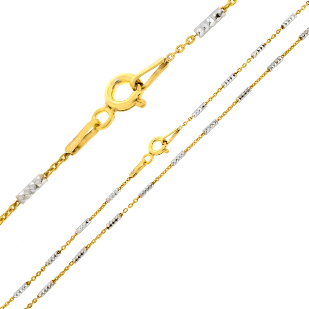 Sterling Silver Bi-Color Diamond Cut Tube Brite Chain