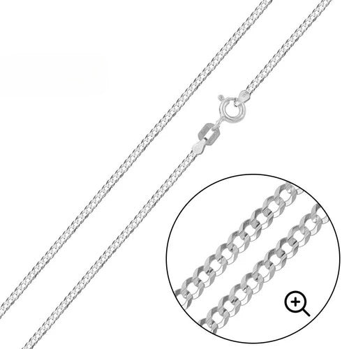 Italian Sterling Silver Curb Chain 050-1.5 mm with Spring Clasp Closure