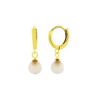 Sterling Silver Gold Plated Huggie Pearl Drop Earrings