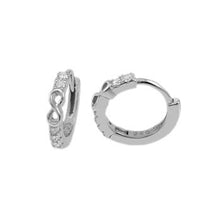 Load image into Gallery viewer, Sterling Silver Infinity Pave CZ Huggie Earrings