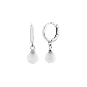 Sterling Silver Pearl Dangle Huggie Earring