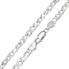 Sterling Silver Super Flat Curb Diamond Cut 150-5MM Chain