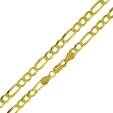 Load image into Gallery viewer, Sterling Silver 5.5mm Super Flat D/C Figaro Gold Plated Chain