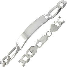Load image into Gallery viewer, Sterling Silver 9.2mm Flat Figaro ID Bracelet