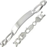 Sterling Silver 9.2mm Flat Figaro ID Bracelet