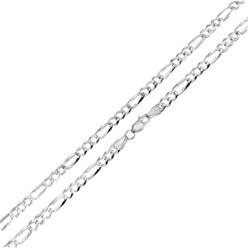 Italian Sterling Silver Flat Figaro 120-4.5MM D/C Chain and Bracelet