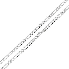 Italian Sterling Silver Flat Figaro 120-4.5MM D/C Chain and Bracelet