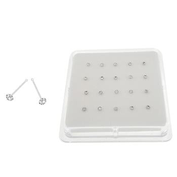 Sterling Silver Fishteeth 1.8mm Crystal Nose Stud With Ball End