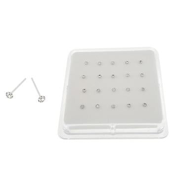 Sterling Silver Fishteeth 1.8mm Crystal Nose Stud Straight End