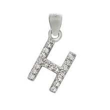 Load image into Gallery viewer, Sterling Silver Rhodium Plated Small Initial H CZ Pendant