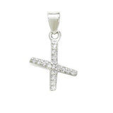 Sterling Silver Rhodium Plated Small Initial X CZ Pendant