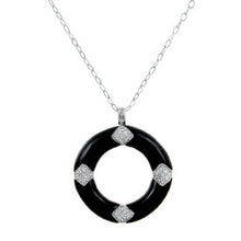Load image into Gallery viewer, Sterling Silver Oval Rolo Chain With Black Onyx Pendant Necklace