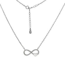 Load image into Gallery viewer, Sterling Silver Rhodium Plated Pave CZ Infinity With Heart Pendant Necklace