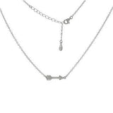 Sterling Silver Rhodium Plated Arrow CZ Pendant Necklace
