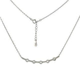 Sterling Silver D/C Cable Chain With CZ Bar Necklace