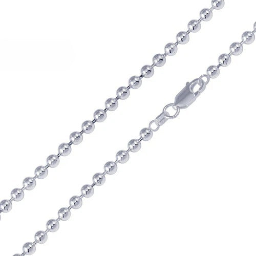 Sterling Silver Italian 8 MM Solid Bead Necklace