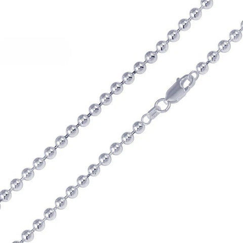Sterling Silver Italian 8 MM Solid Bead Necklace