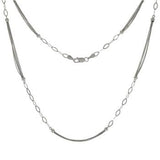 Sterling Silver Rhodium Plated Fancy Alternate Necklace