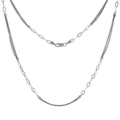 Sterling Silver Rhodium Plated Fancy Alternate Necklace