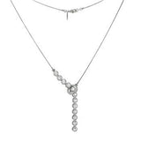Sterling Silver Rhodium Plated Journey CZ Pendant Necklace