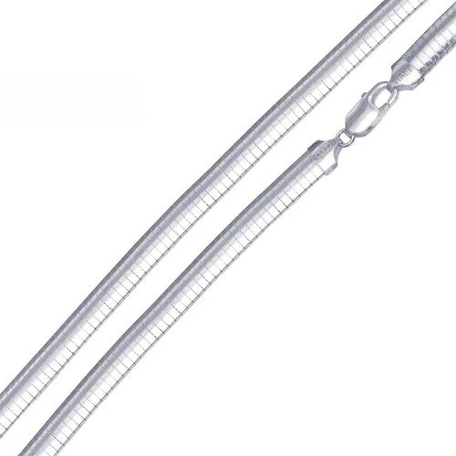 Italian Sterling Silver Dome 4mm Omega Necklace