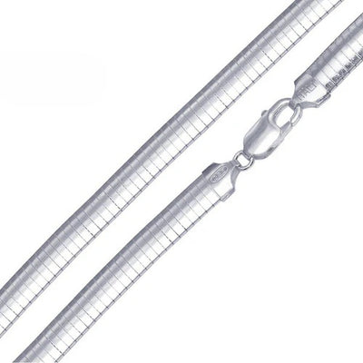 Italian Sterling Silver Dome 6mm Omega Necklace