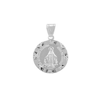 Sterling Silver High Polish D/C Virgin Mary Pendant
