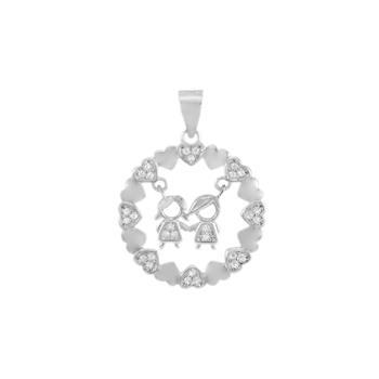 Sterling Silver Family Circle CZ Pendant