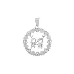 Sterling Silver Family Circle CZ Pendant