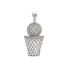 Load image into Gallery viewer, Sterling Silver Pave CZ Basketball Hoop Pendant