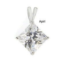 Load image into Gallery viewer, Sterling Silver Princess Cut Cubic Zirconia Pendant
