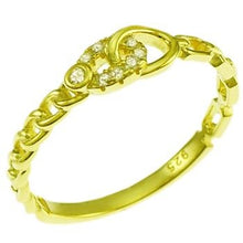 Load image into Gallery viewer, Sterling Silver Gold Plated Cuban Anchor CZ Band Ring