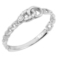 Load image into Gallery viewer, Sterling Silver Rhodium Plated Cuban Anchor CZ Band Ring