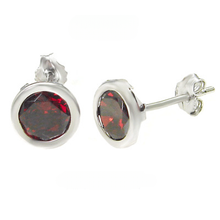 Load image into Gallery viewer, Sterling Silver 7MM Round CZ Bezel Stamping Stud Earrings