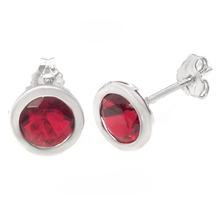 Load image into Gallery viewer, Sterling Silver 7MM Round CZ Bezel Stamping Stud Earrings