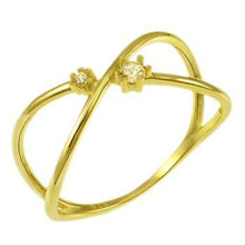 Load image into Gallery viewer, Sterling Silver Gold Plated Criss Cross And Round CZ Ring