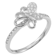 Load image into Gallery viewer, Sterling Silver Rhodium Plated CZ Butterfly Ring