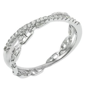 Sterling Silver Rhodium Plated CZ Mariner Link Band Ring