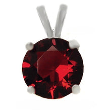 Load image into Gallery viewer, Sterling Silver 4 Prong Setting January Round Garnet CZ Pendant