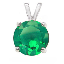 Load image into Gallery viewer, Sterling Silver 4 Prong Setting May Round Emerald CZ Pendant