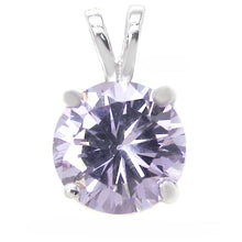 Load image into Gallery viewer, Sterling Silver 4 Prong Setting June Round Lavender CZ Pendant