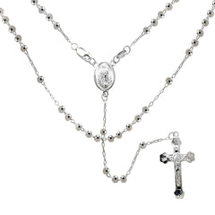 Sterling Silver DC Bead Rosary With Lady Of Guadalupe Necklace