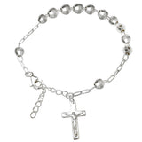 Sterling Silver Diamond Cut Bead Rosary Bracelet