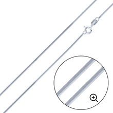 Load image into Gallery viewer, Italian Sterling Silver Rhodium Plated D/C Square Snake Chain 030-1.2 mm with Lobster Clasp Closure