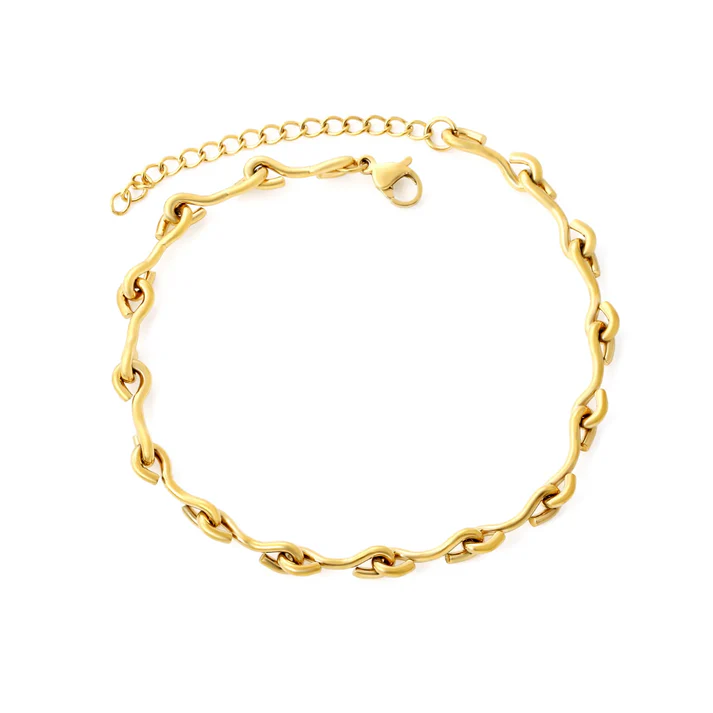 Tresoli Stainless Steel Gold Color PVD Wire Anklet