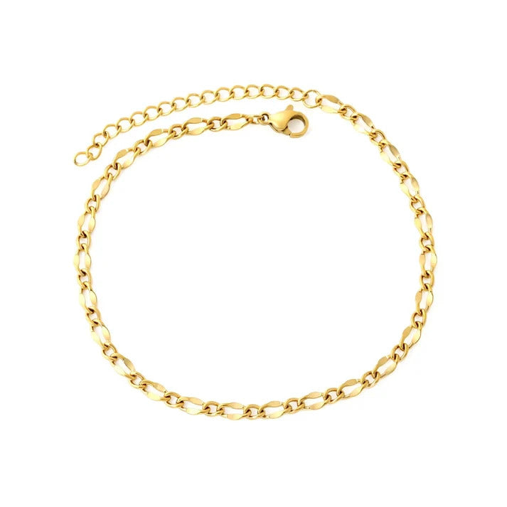 Stainless Steel Gold Color PVD Cross Lip Chain Adjustable Length Anklet
