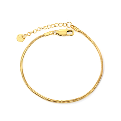 Tresoli Stainless Steel Gold Color PVD Round Tail Plague Square Snake Bone Bracelet