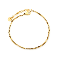 Tresoli Stainless Steel Round Tail Plague 2mm Square Pearl Bracelet