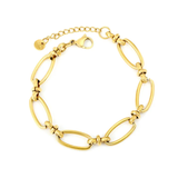 Stelluxe Stainless Steel Gold Color PVD Length Of Cross Chain Round Tail Brand Bracelet